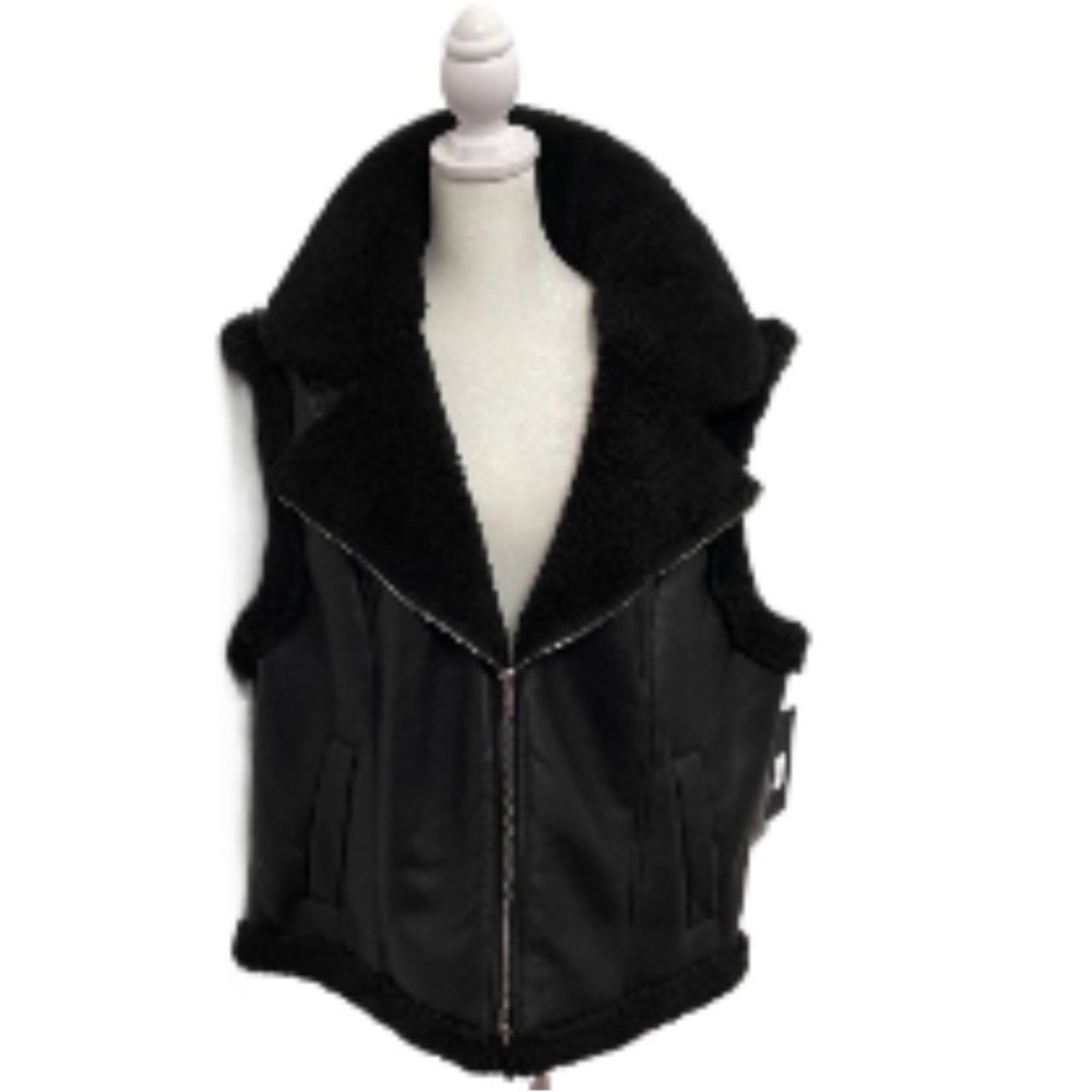 NWT Marc New York Jeans Black Shearling-Lined Women's Vest Plus Size 2X